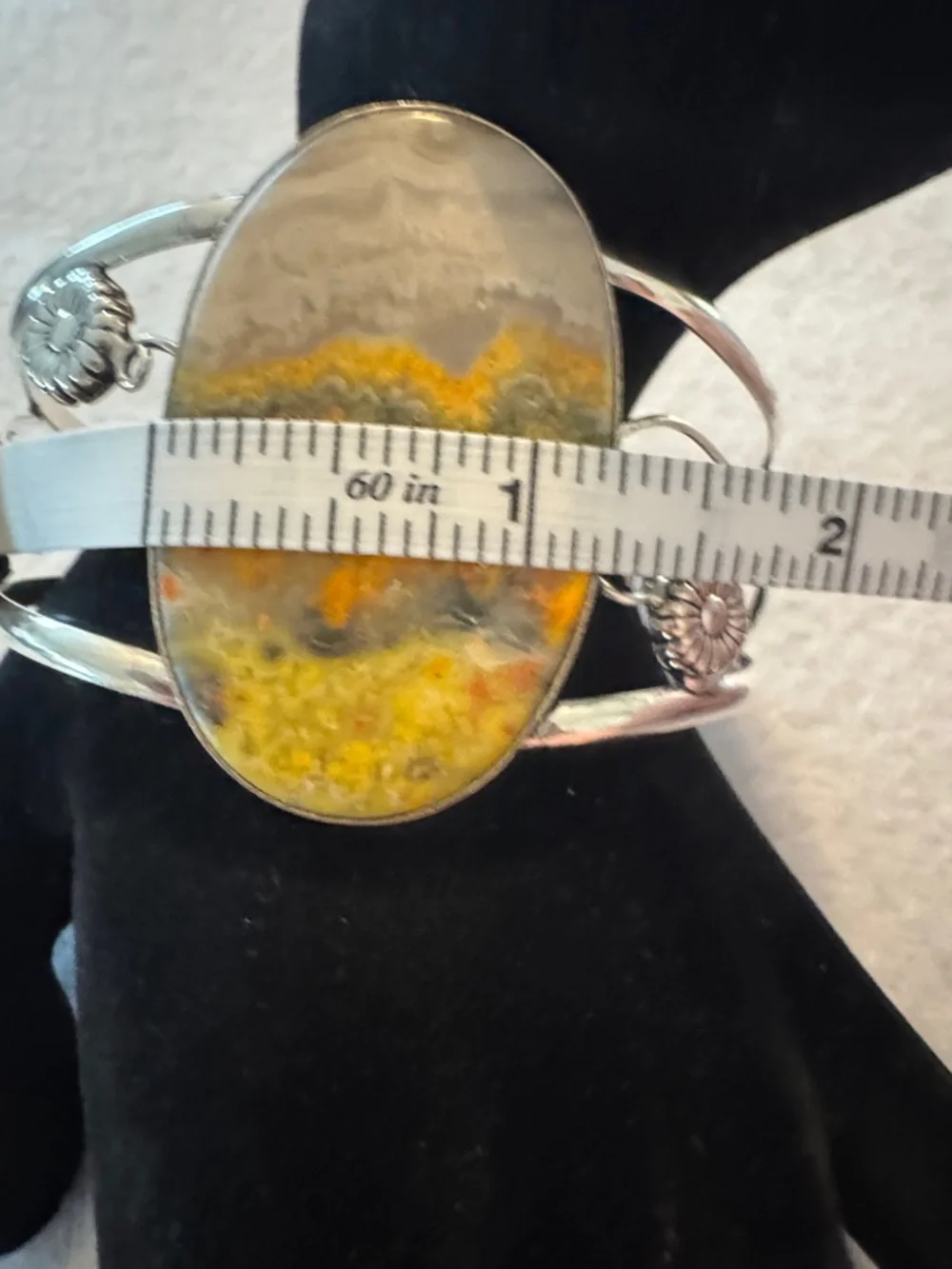 Sterling Silver Bumblebee Jasper Statement Cuff Bracelet - Picture 3 of 6